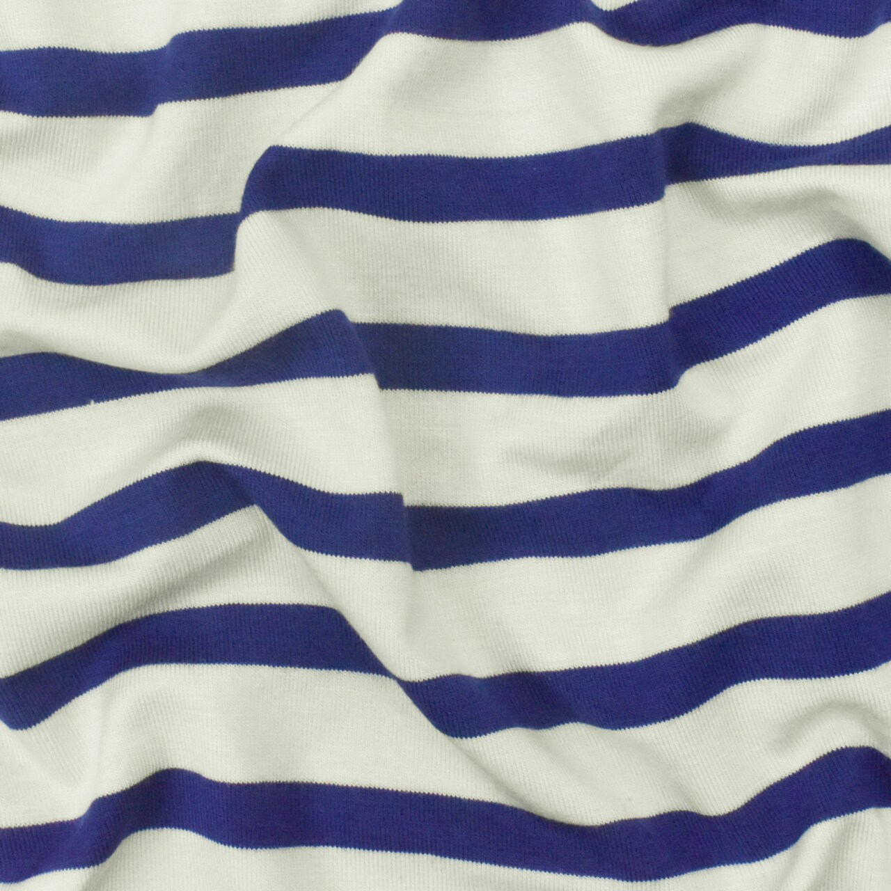 Blue-Ivory Stripe Stretch Spandex Rayon Modal Jersey Knit Fabric By the Yard